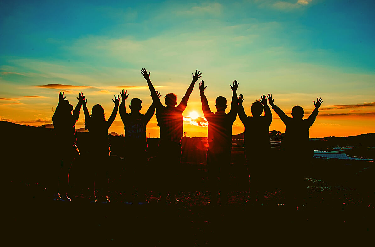 People Silhouette during Sunset